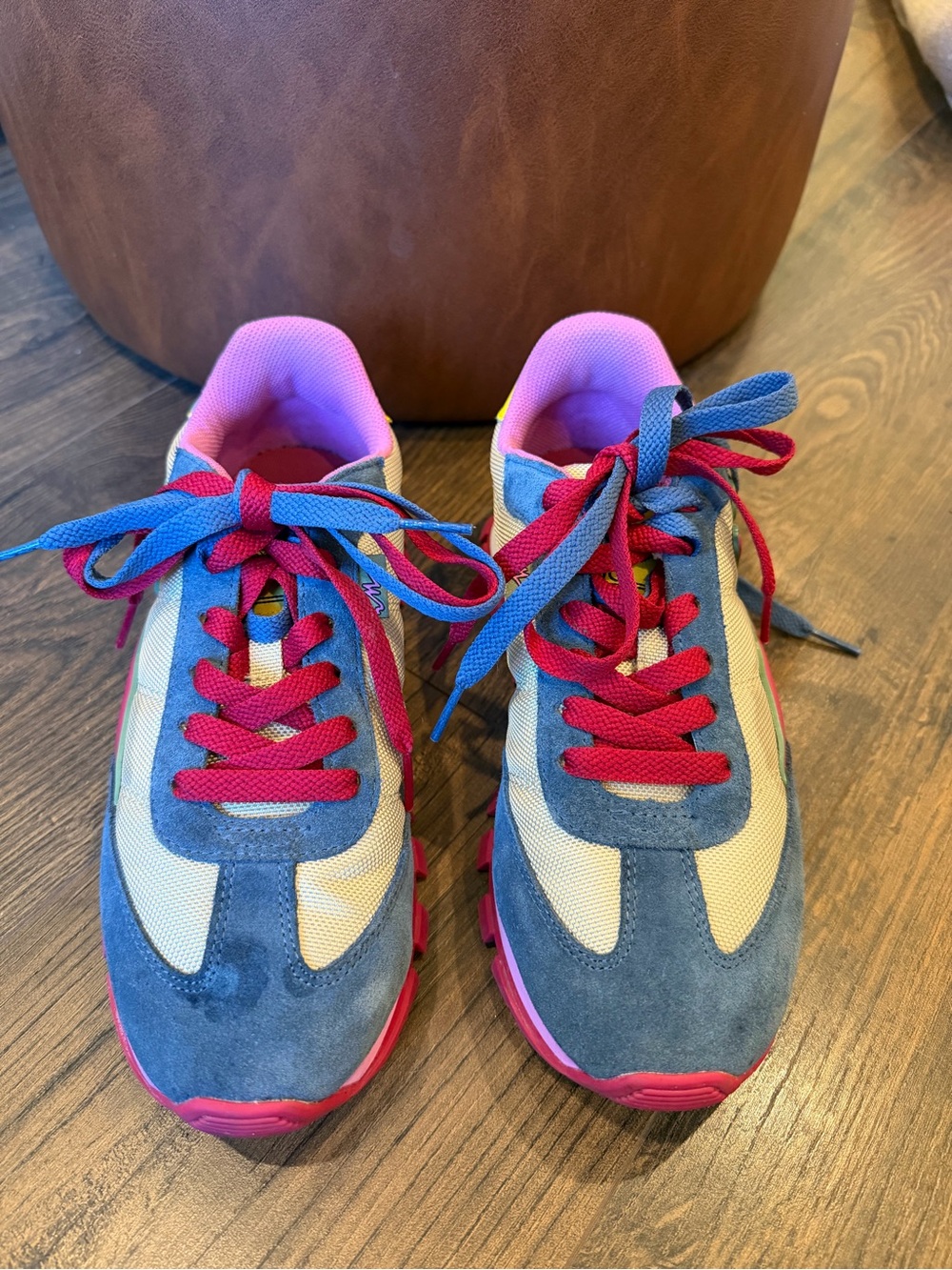 Marc Jacobs Blue, Pink and Cream Suede Mesh Sneakers